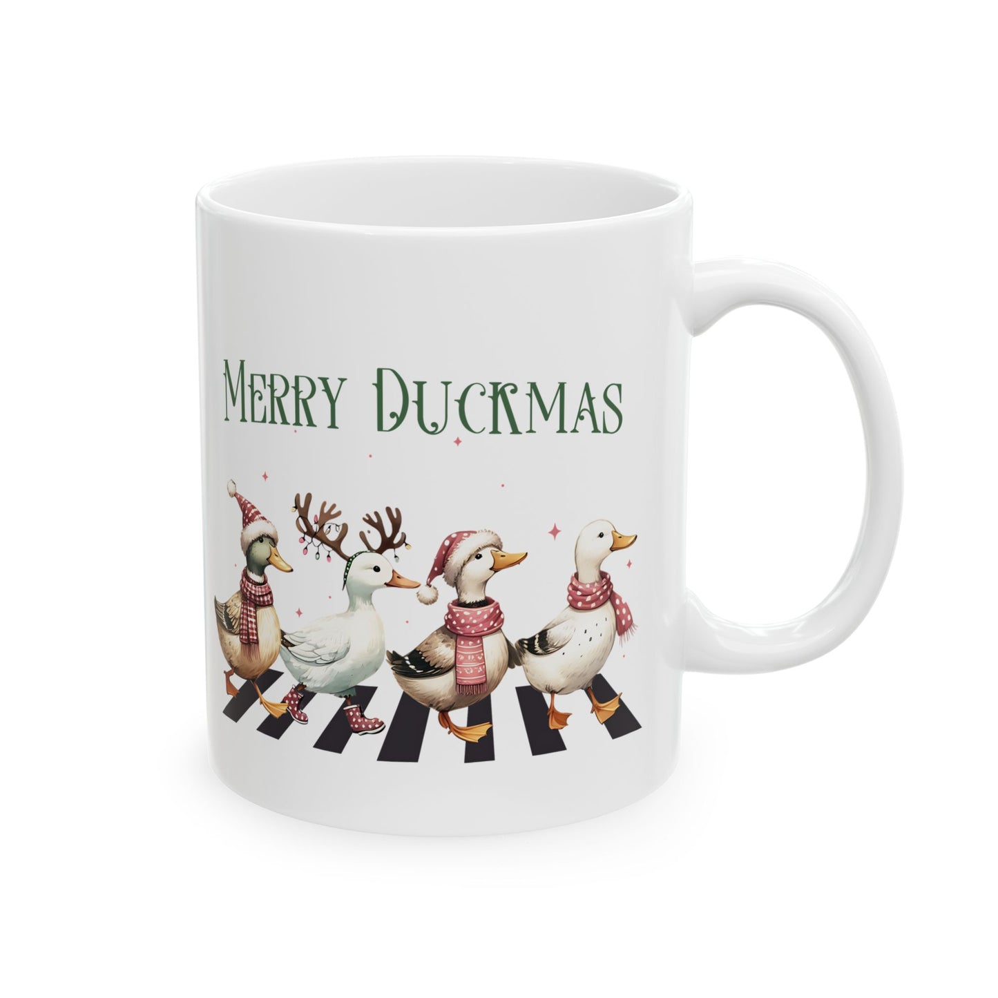 Merry Duckmas Ceramic Coffee Mug - Cute Christmas Duck Gift (11oz, 15oz)