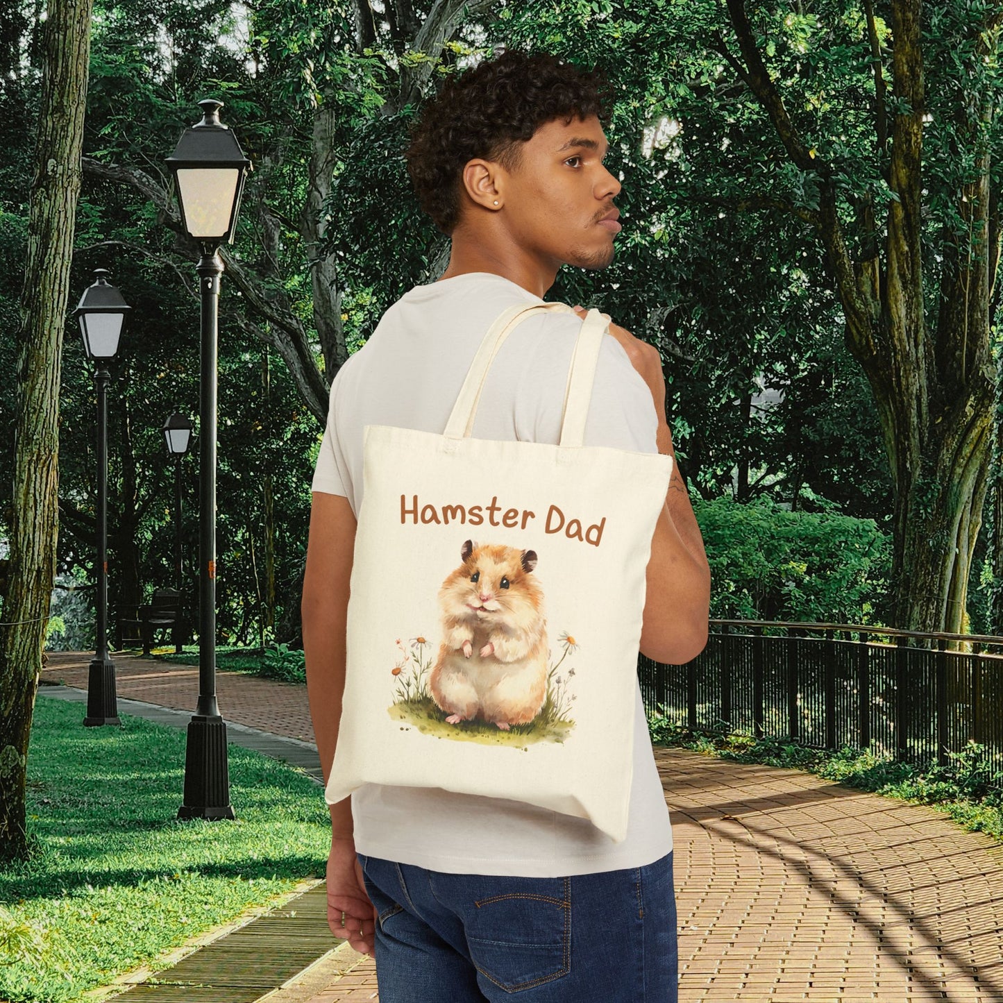 Hamster Dad Tote Bag – Cute Watercolor Pet Lover Gift