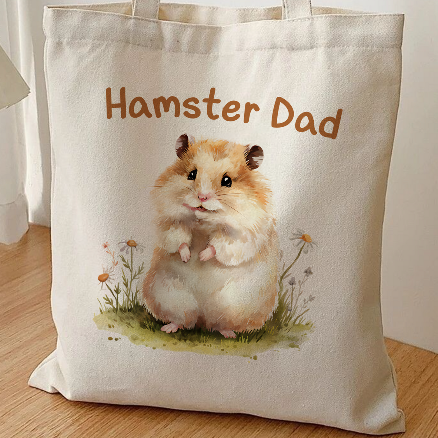 Hamster Dad Tote Bag – Cute Watercolor Pet Lover Gift