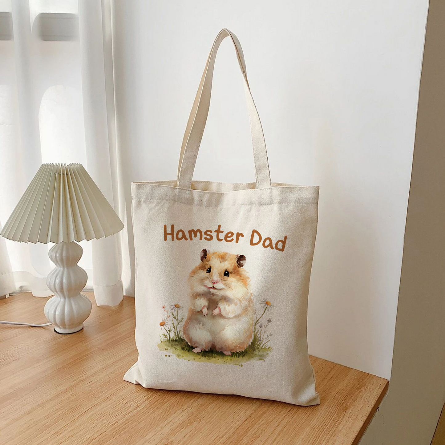 Hamster Dad Tote Bag – Cute Watercolor Pet Lover Gift