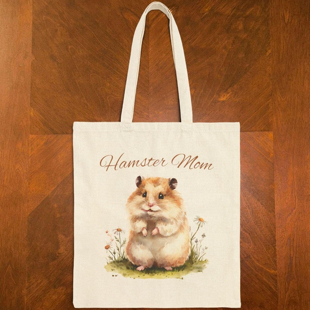 Hamster Mom Tote Bag β Cute Pet Lover Gift, Small Animal Canvas Bag