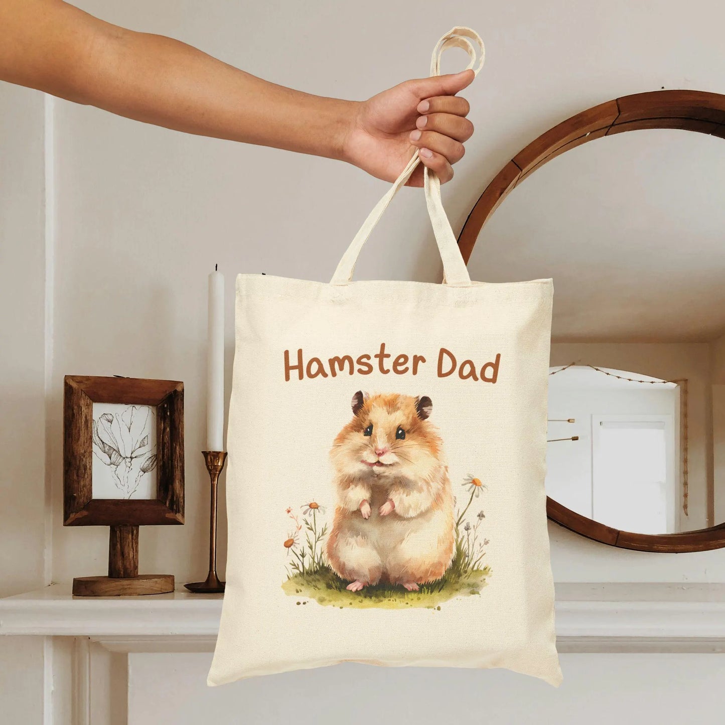 Hamster Dad Tote Bag – Cute Watercolor Pet Lover Gift