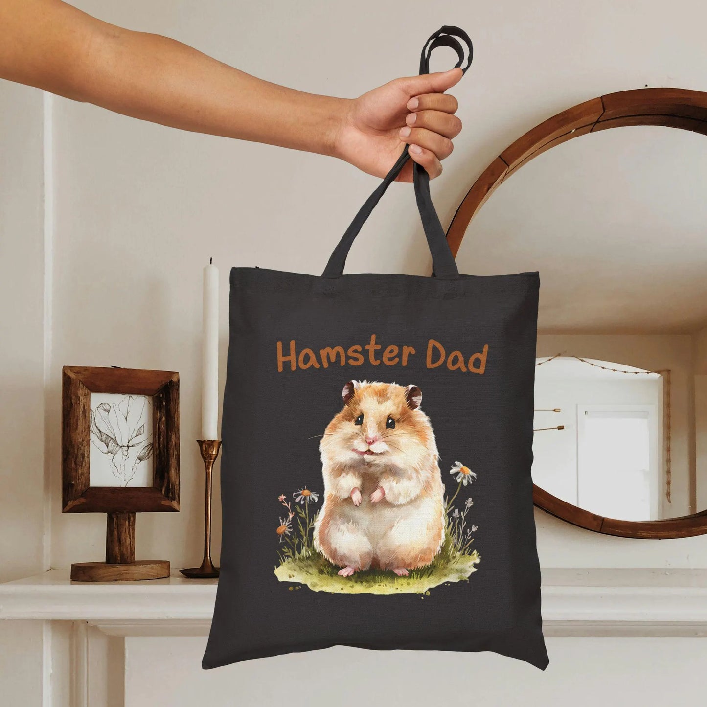 Hamster Dad Tote Bag – Cute Watercolor Pet Lover Gift