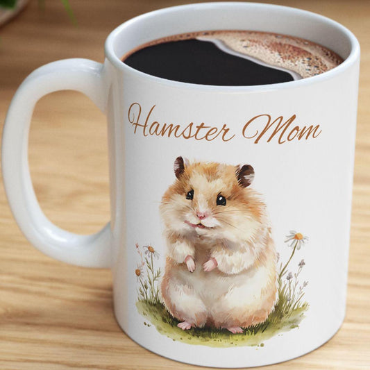 Hamster Mom Coffee Mug – Watercolor Pet Lover Gift, Mother’s Day Cup